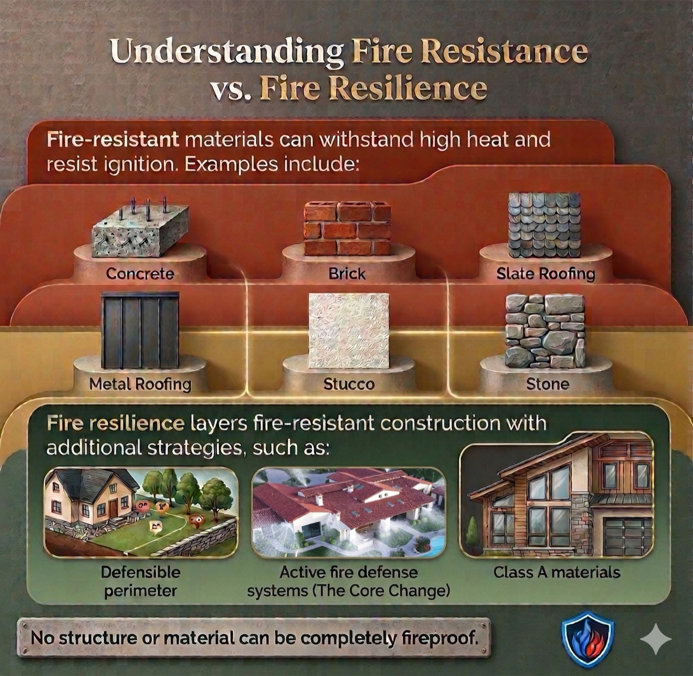 Fire Resistance vs Fire Resilience infographic