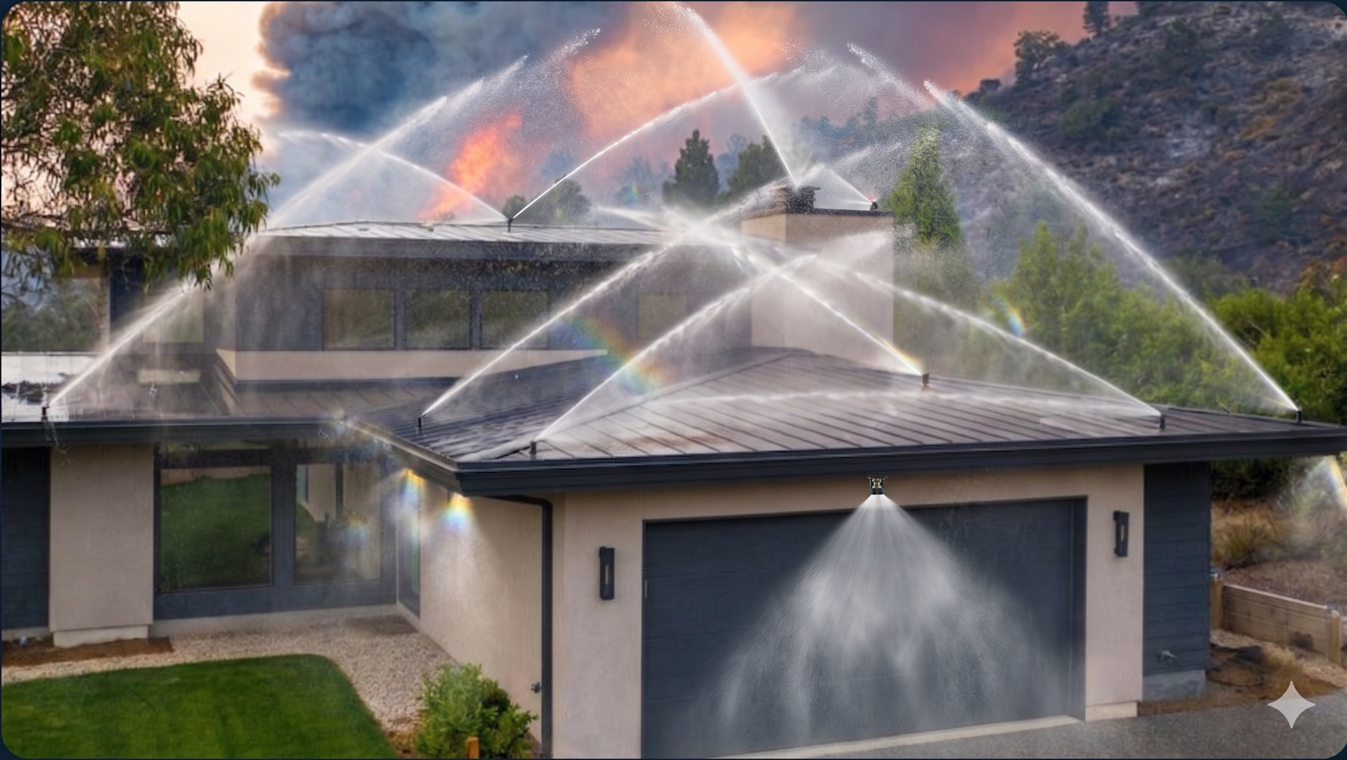 Ember Pro wildfire defense system actively deployed on California homeinsurance-preferred upgrade